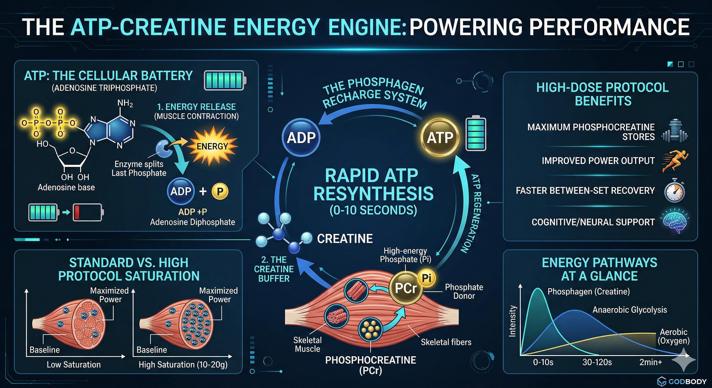 Creatine Monohydrate ATP (Adenosine Triphosphate) Sports Nutrition Bodybuilding Supplements Performance Enhancement